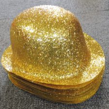 Gold glitter bowler hat