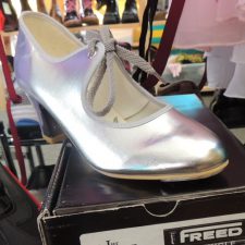 Silver tie front tap shoes (front tap only)