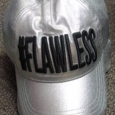 '#Flawless' metallic silver and black cap