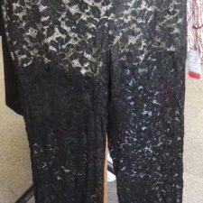 Black lace trousers with gold shorts inside