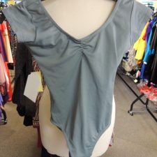 Grey 'Clare' rouched front leotard and capped sleeves