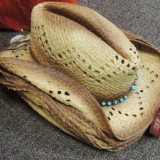 Straw hat with beads