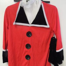 Red. black and white soldier costume with boot covers