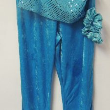 Turquoise and gold one shoulder crop top and velvet trousers - Bespoke measurement costumes