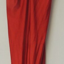 Red sleeveless lycra catsuit with rouched front