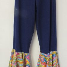 Denim 70's flared trousers with swirl design hems