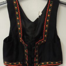 Black lace up waistcoat with flower trim