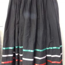 Adult character skirt with red, white and green satin ribbons