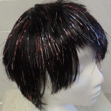 Black, silver and orange sparkly wig