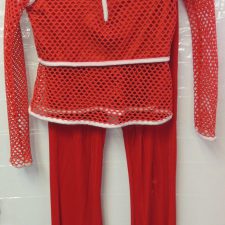 Red and white mesh jacket and leggings