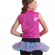 Turquoise, pink and purple sequin top and tutu bikeshorts