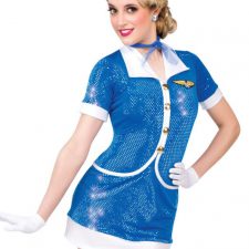 Blue and White air hostess