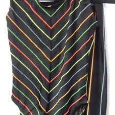 Black and neon stripe leotard and matching long bikeshorts