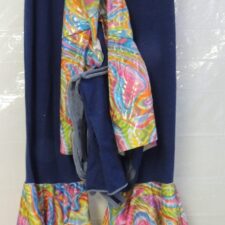 Denim trousers with swirl print hems and matching halter top