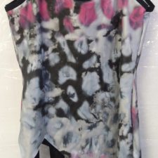 Black, grey and pink tie dye top and cropped trousers