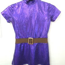 Purple sparkle dance top with brown belt