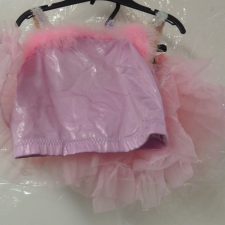 Pink iridescent crop top and skirt