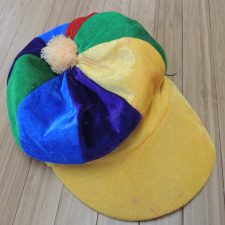 Multi stripe hat with pom pom