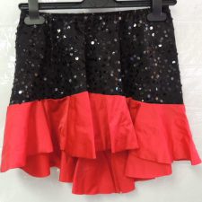 Black sequin skirt with red ruffle
