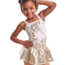 White and gold leotard with skirt and tutu skirt
