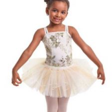 White and gold leotard with skirt and tutu skirt