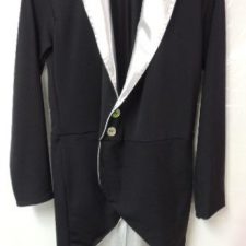 Black lycra tailcoat with silver lapels - Bespoke measurement costumes