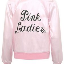 Pink ladies jacket and glasses
