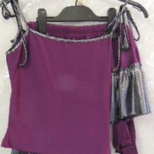 Purple and silver ruffled skirt and tank top