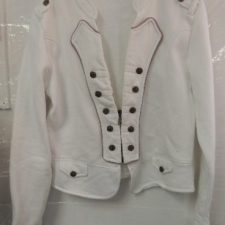White soldier jacket with gold buttons