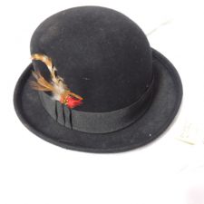 Black felt hat with feather