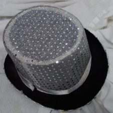 Silver and black sequin top hat