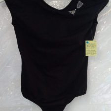 Black leotard with silver bow detail