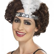 Silver Flapper headband with feather