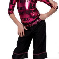 Black and pink metallic leotard and hip hop trousers