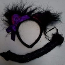 Furry black devil headband and tail