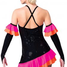 Black leotard with neon ruffle skirt and sleeves