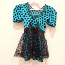 Turquoise and black spotty biketard with lace skirt
