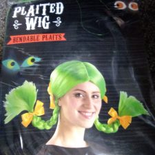 Green plaited wig