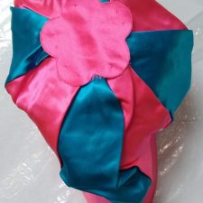60's pink and turquoise silk cap