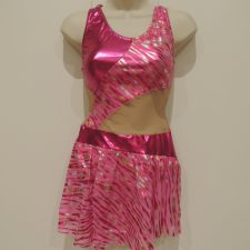 Metallic pink and silver skirted leotard