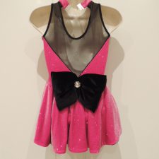 Pink and black velvet leotard with half skirt