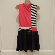 60's style red, black and white skirted leotard with matching cap