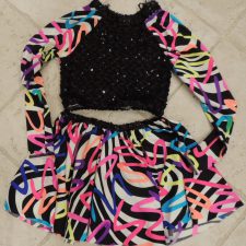 Multi print and black sequin top and skirt
