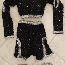 Black and silver sequin top and bikeshorts with ankle socks