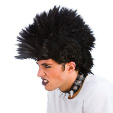 Punk rock black mohawk wig