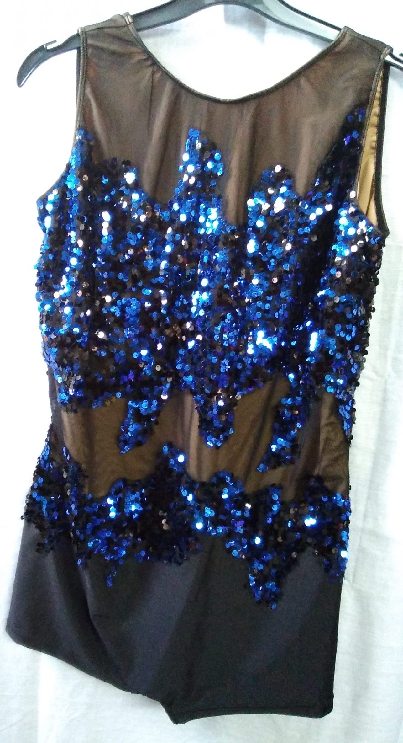 Black biketard with blue sequins - Suite 109