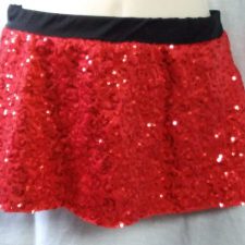 Red sequin skirt with attached black bikeshorts