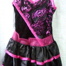 Black and pink rosebud print skirted leotard