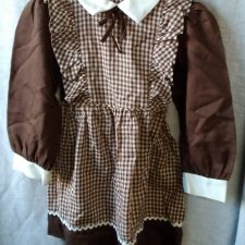Brown and white check pinafore cotton dress