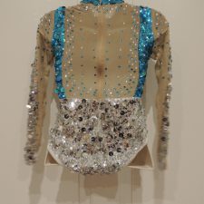 Ice blue and silver super sequin long sleeve leotard